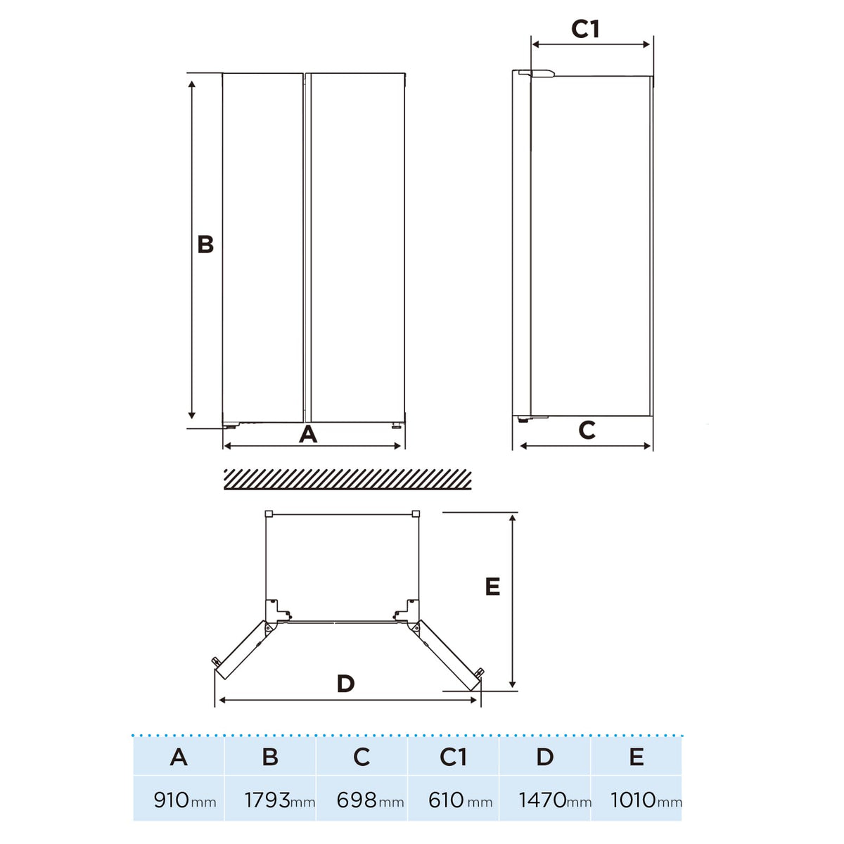 Comfee Side-by-Side Kühlschrank 592L, No Frost, Inverter Kompressor, 35 dB
