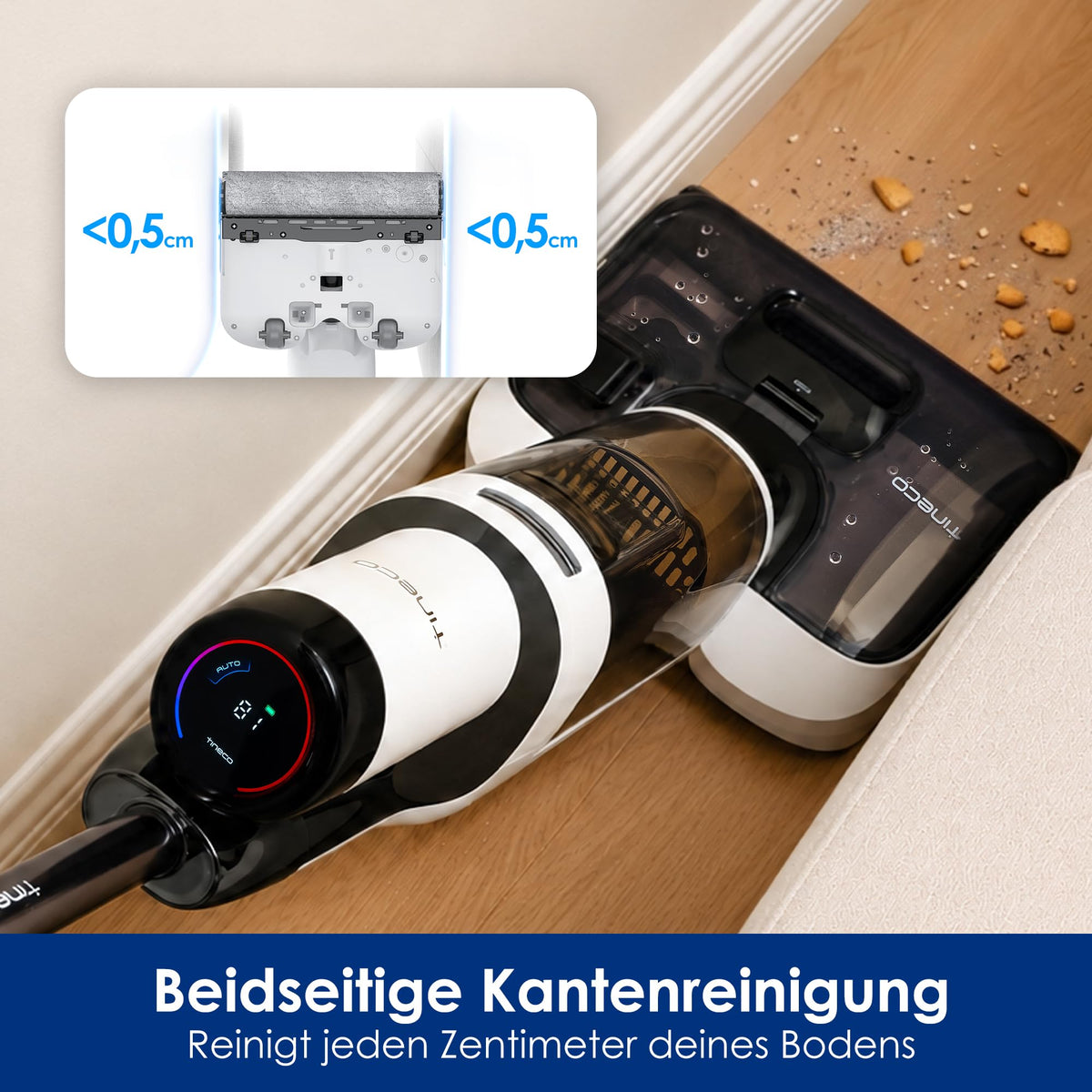 Tineco Floor One Stretch S6 Nass Trockensauger, 20Kpa,180°-Flachdesign
