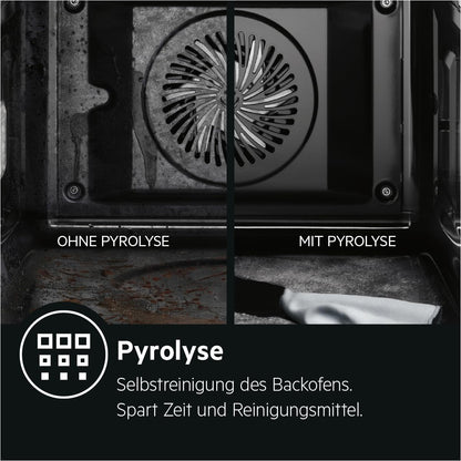 AEG Einbaubackofen 5, Ringheißluft, Pyrolyse, BPE53516AB