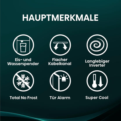 Hisense RS5P528STFE Side-by-Side 528L, Eis-/Wasserspender, No Frost, ConnectLife, Schwarz