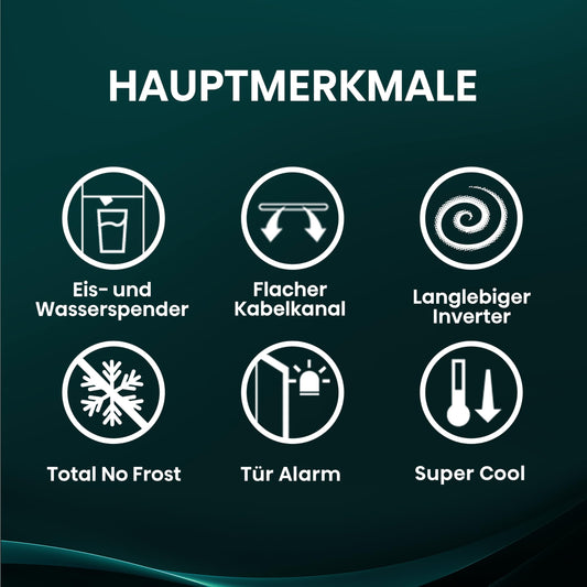 Hisense RS5P528STFE Side-by-Side 528L, Eis-/Wasserspender, No Frost, ConnectLife, Schwarz