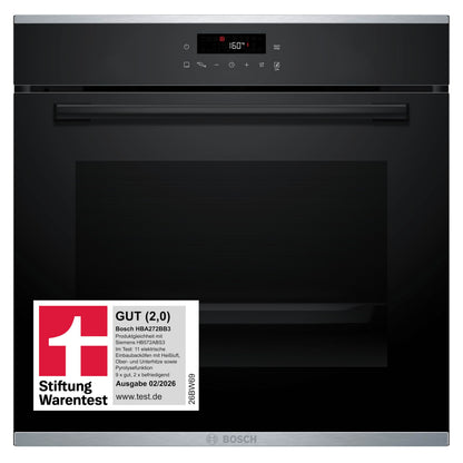 Bosch HBA272BB3 Serie 4 Einbau-Backofen, 3D-Heißluft, Pyrolyse, Hydrolyse, Touch Control