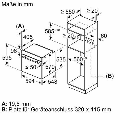 Bosch HBA272BB3 Serie 4 Einbau-Backofen, 3D-Heißluft, Pyrolyse, Hydrolyse, Touch Control