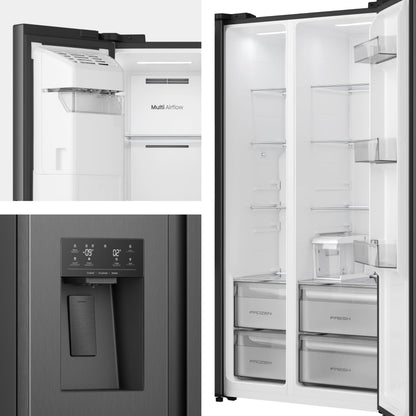 Hisense RS5P528STFE Side-by-Side 528L, Eis-/Wasserspender, No Frost, ConnectLife, Schwarz