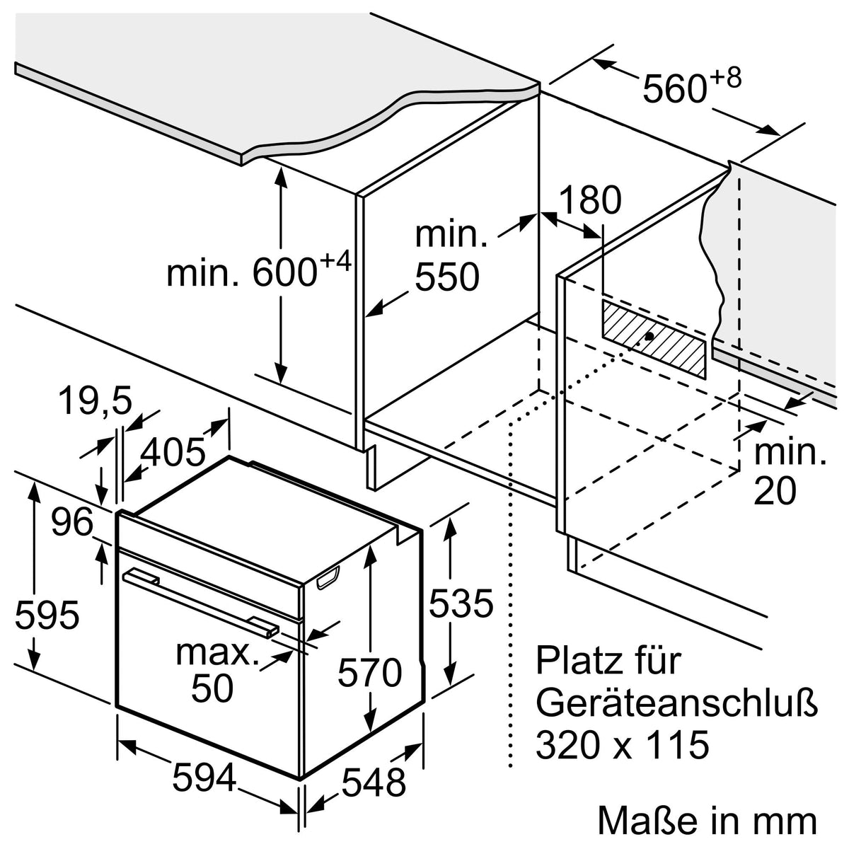Bosch HBA272BB3 Serie 4 Einbau-Backofen, 3D-Heißluft, Pyrolyse, Hydrolyse, Touch Control