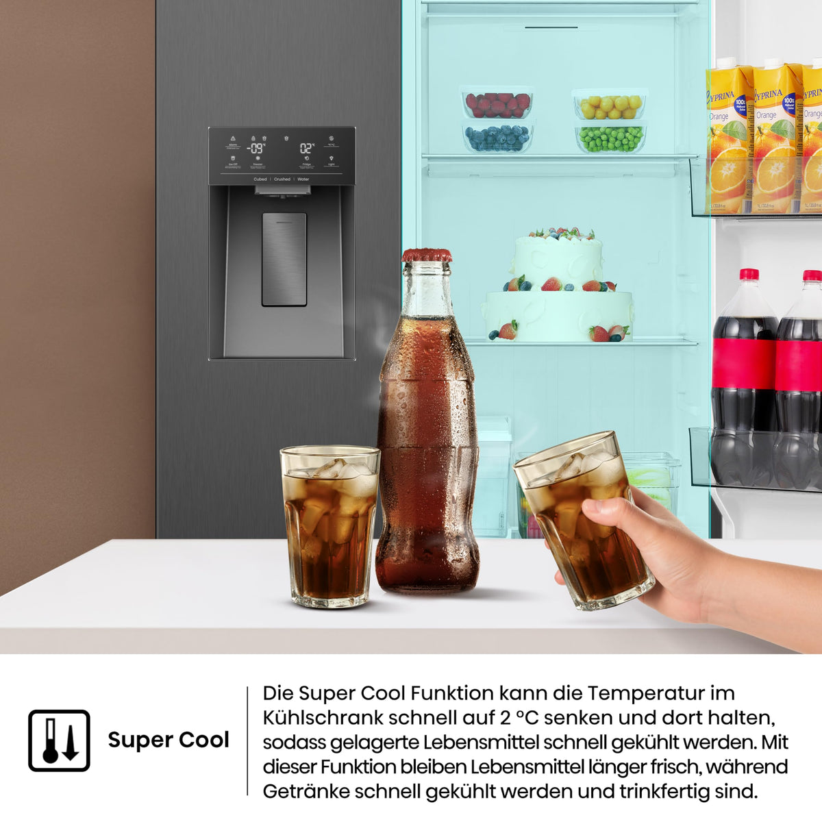 Hisense RS5P528STFE Side-by-Side 528L, Eis-/Wasserspender, No Frost, ConnectLife, Schwarz