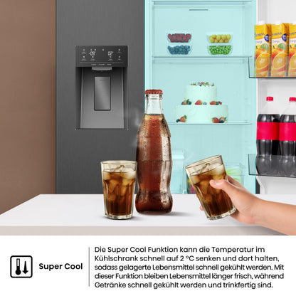 Hisense RS5P528STFE Side-by-Side 528L, Eis-/Wasserspender, No Frost, ConnectLife, Schwarz