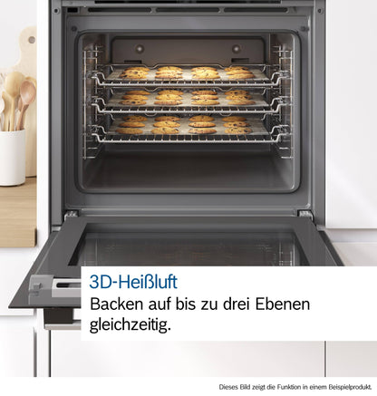 Bosch HBA272BB3 Serie 4 Einbau-Backofen, 3D-Heißluft, Pyrolyse, Hydrolyse, Touch Control