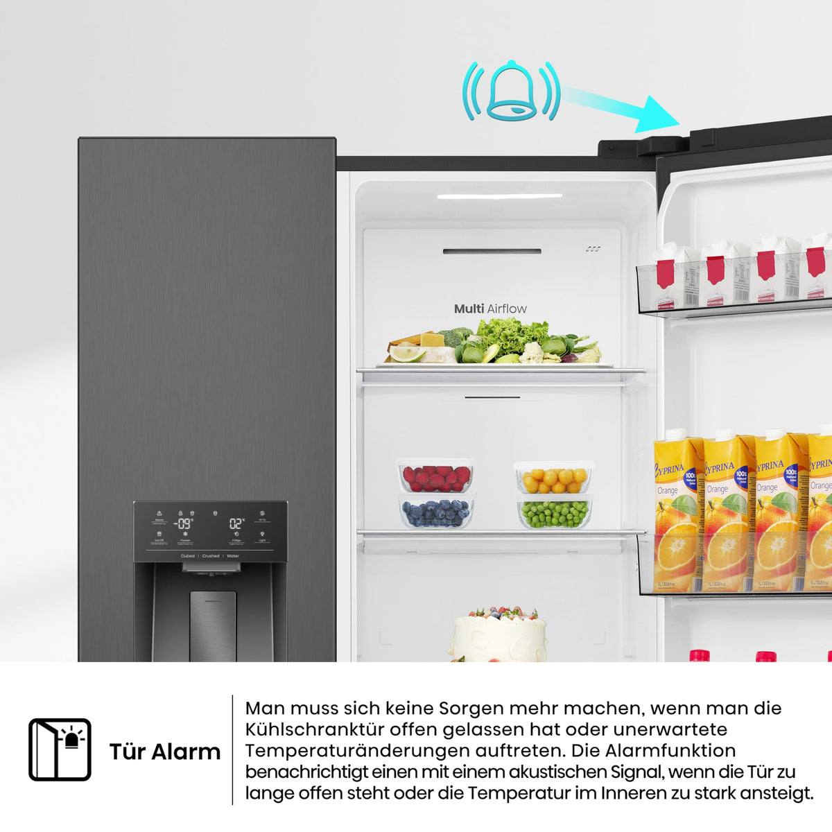 Hisense RS5P528STFE Side-by-Side 528L, Eis-/Wasserspender, No Frost, ConnectLife, Schwarz