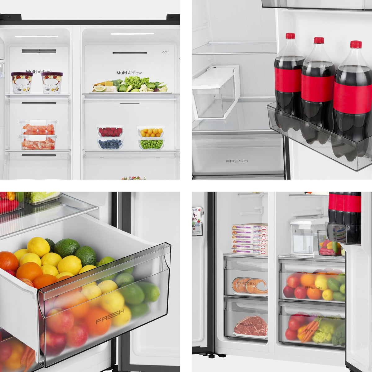 Hisense RS5P528STFE Side-by-Side 528L, Eis-/Wasserspender, No Frost, ConnectLife, Schwarz