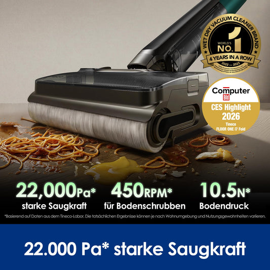 Tineco Floor One i7 Fold Nass-Trockensauger, 22.000 Pa, 50 Min, 85°C FlashDry